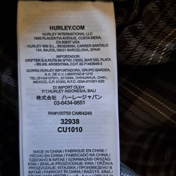 Hurley Men's Plaid Flannel Shirt Gray Size Medium - Picture 10 of 10